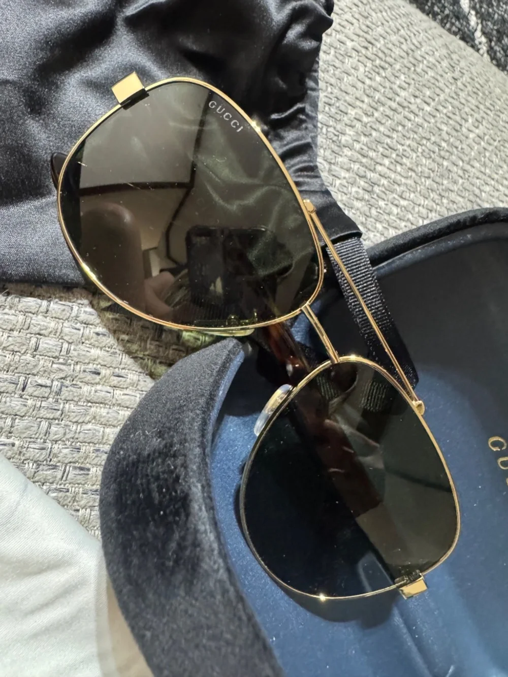 Gucci GG0528S 009 Aviator Sunglasses Gold/Tortoise w/ Case